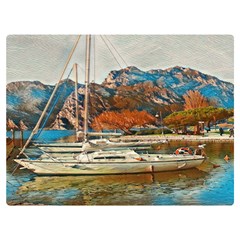 Boats On Lake Garda, Italy  Premium Plush Fleece Blanket (extra Small)