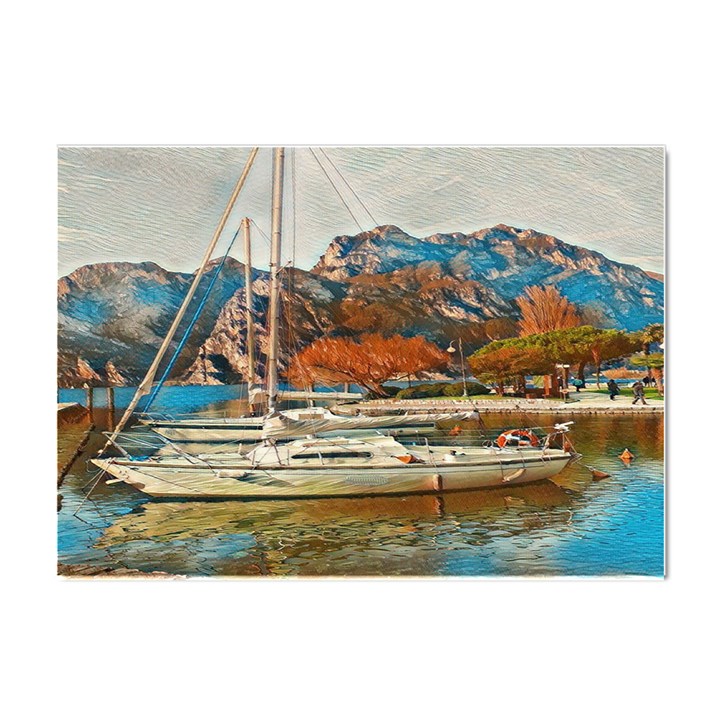 Boats on Lake Garda, Italy. Crystal Sticker (A4)