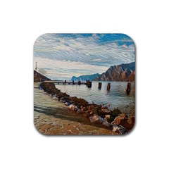 Ducks On Gardasee Rubber Coaster (square) by ConteMonfrey