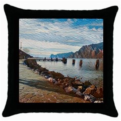 Ducks On Gardasee Throw Pillow Case (black) by ConteMonfrey