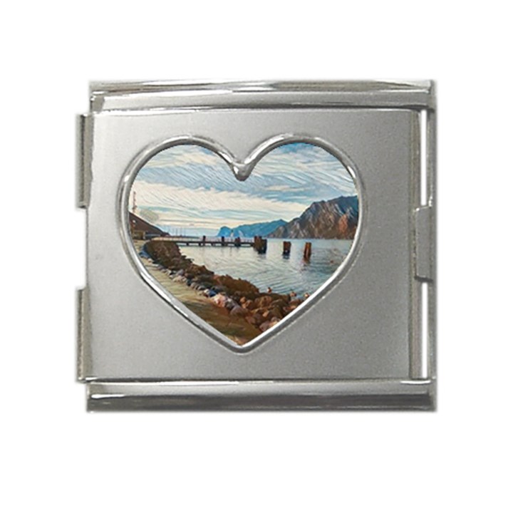 Ducks on Gardasee Mega Link Heart Italian Charm (18mm)