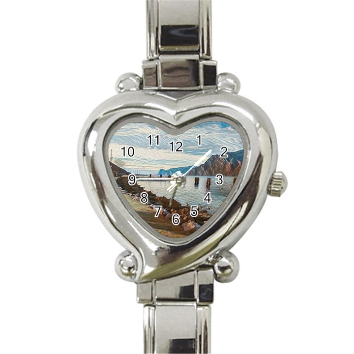 Ducks on Gardasee Heart Italian Charm Watch