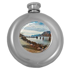 Ducks On Gardasee Round Hip Flask (5 Oz) by ConteMonfrey