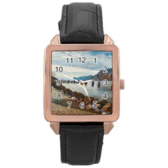 Ducks On Gardasee Rose Gold Leather Watch  by ConteMonfrey