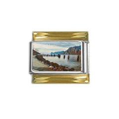 Ducks On Gardasee Gold Trim Italian Charm (9mm)