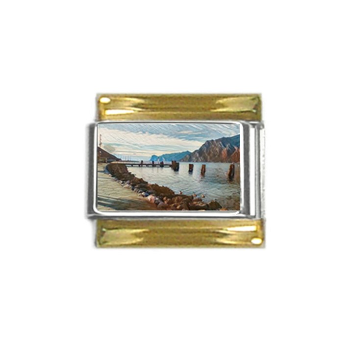 Ducks on Gardasee Gold Trim Italian Charm (9mm)