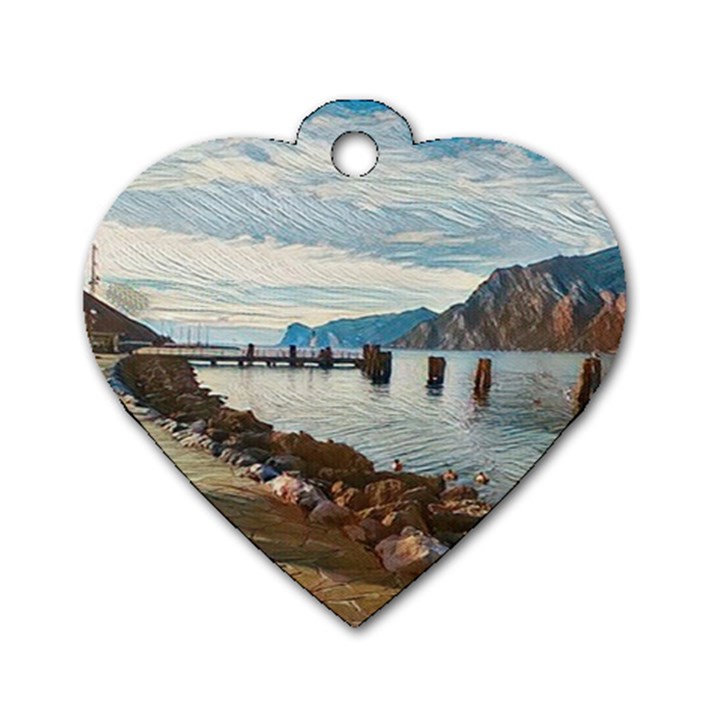 Ducks on Gardasee Dog Tag Heart (Two Sides)