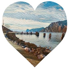 Ducks On Gardasee Wooden Puzzle Heart by ConteMonfrey