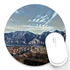 Lake In Italy Round Mousepad by ConteMonfrey