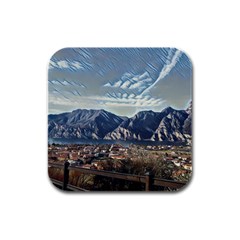 Lake In Italy Rubber Square Coaster (4 Pack) by ConteMonfrey