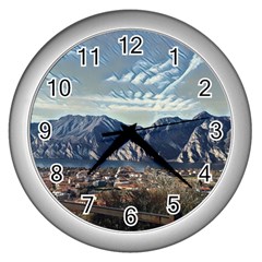 Lake In Italy Wall Clock (silver) by ConteMonfrey