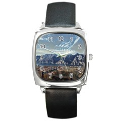 Lake In Italy Square Metal Watch by ConteMonfrey