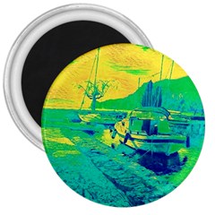 Blue And Green Boat Modern  3  Magnets by ConteMonfrey