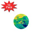 Blue and green boat modern  1  Mini Magnet (10 pack)  Front