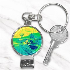 Blue And Green Boat Modern  Nail Clippers Key Chain by ConteMonfrey