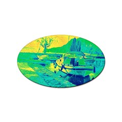 Blue And Green Boat Modern  Sticker (oval) by ConteMonfrey