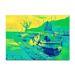 Blue And Green Boat Modern  Sticker A4 (100 Pack) by ConteMonfrey