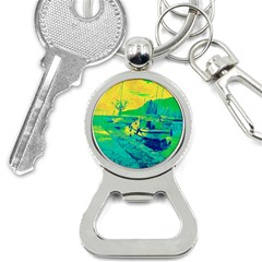 Blue And Green Boat Modern  Bottle Opener Key Chain by ConteMonfrey