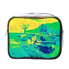 Blue And Green Boat Modern  Mini Toiletries Bag (one Side)