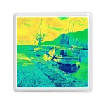 Blue and green boat modern  Memory Card Reader (Square) Front