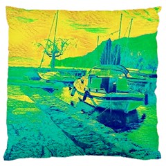 Blue And Green Boat Modern  Large Cushion Case (two Sides) by ConteMonfrey