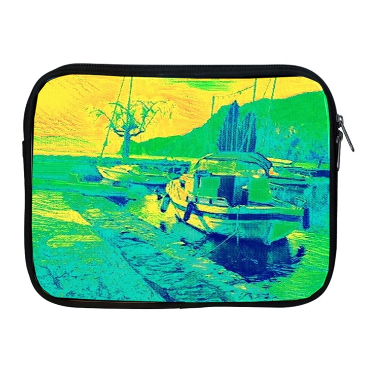 Blue and green boat modern  Apple iPad 2/3/4 Zipper Cases