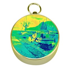 Blue And Green Boat Modern  Gold Compasses by ConteMonfrey