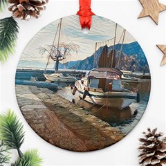 Boats On Gardasee, Italy  Ornament (round) by ConteMonfrey