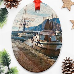 Boats On Gardasee, Italy  Ornament (oval) by ConteMonfrey