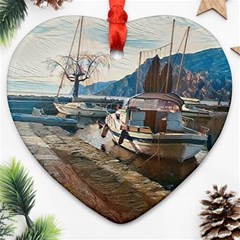 Boats On Gardasee, Italy  Ornament (heart) by ConteMonfrey