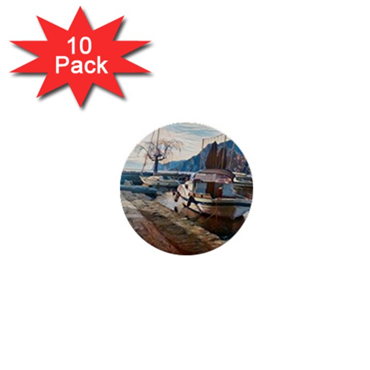 Boats on Gardasee, Italy. 1  Mini Buttons (10 pack) 