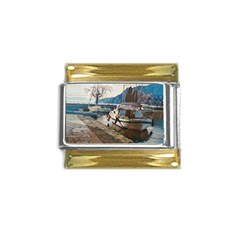 Boats On Gardasee, Italy  Gold Trim Italian Charm (9mm) by ConteMonfrey