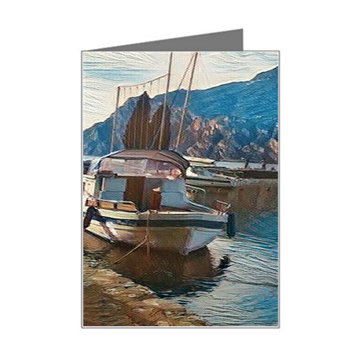 Boats on Gardasee, Italy. Mini Greeting Card