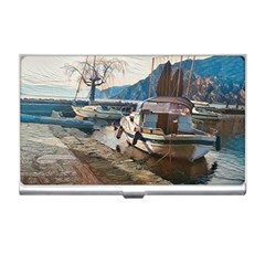 Boats On Gardasee, Italy  Business Card Holder by ConteMonfrey