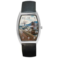 Boats On Gardasee, Italy  Barrel Style Metal Watch by ConteMonfrey