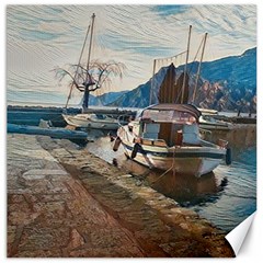 Boats On Gardasee, Italy  Canvas 12  X 12  by ConteMonfrey