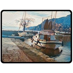 Boats On Gardasee, Italy  One Side Fleece Blanket (large) by ConteMonfrey