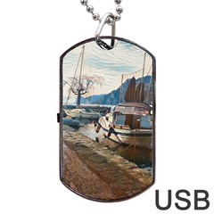 Boats On Gardasee, Italy  Dog Tag Usb Flash (two Sides) by ConteMonfrey