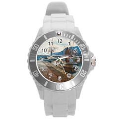 Boats On Gardasee, Italy  Round Plastic Sport Watch (l) by ConteMonfrey