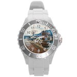 Boats on Gardasee, Italy. Round Plastic Sport Watch (L) Front