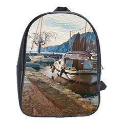 Boats On Gardasee, Italy  School Bag (xl) by ConteMonfrey