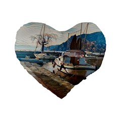 Boats On Gardasee, Italy  Standard 16  Premium Heart Shape Cushions by ConteMonfrey