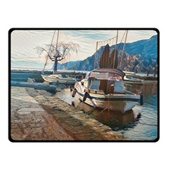 Boats On Gardasee, Italy  Fleece Blanket (small) by ConteMonfrey