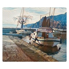 Boats On Gardasee, Italy  Premium Plush Fleece Blanket (small) by ConteMonfrey