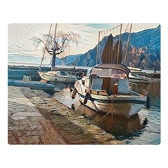 Boats On Gardasee, Italy  Premium Plush Fleece Blanket (large) by ConteMonfrey