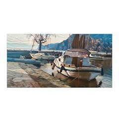 Boats On Gardasee, Italy  Satin Wrap 35  X 70  by ConteMonfrey