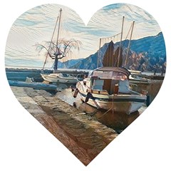 Boats On Gardasee, Italy  Wooden Puzzle Heart by ConteMonfrey