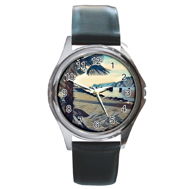 A walk on Gardasee, Italy. Round Metal Watch