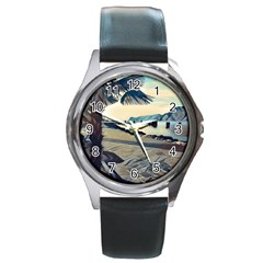 A Walk On Gardasee, Italy  Round Metal Watch by ConteMonfrey