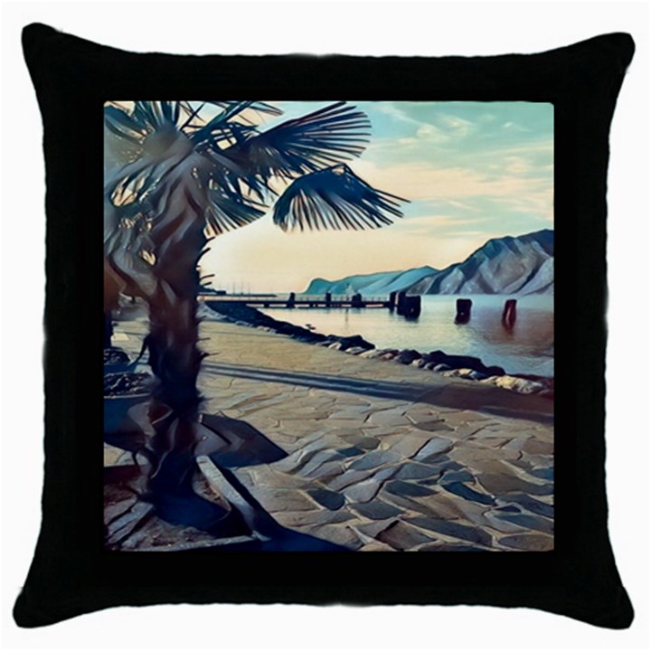 A walk on Gardasee, Italy. Throw Pillow Case (Black)